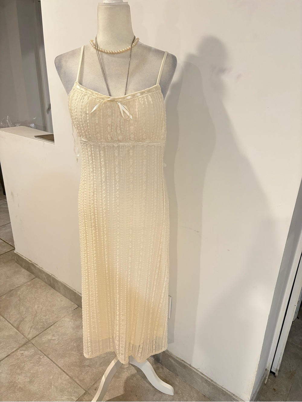 Ardene Cream Lace Maxi Slip Dress